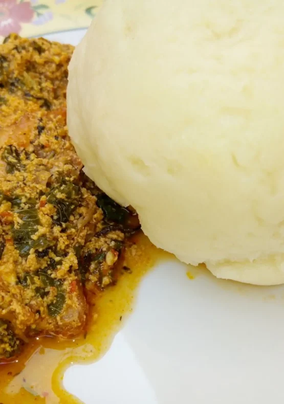 pounded yam with melon soup